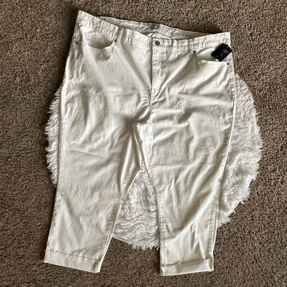 crown & ivy Denim - Crown & Ivy Jeans High Rise Skinny Crop New White Stretchy Womens Size 22W